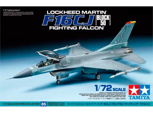 Lockheed F-16CJ Block50 Fighting Falcon Tamiya 1:72 Byggesett
