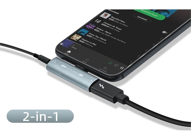 USB-C til 3.5mm Audio & Charger Lad mens du hører på musikk med minijack