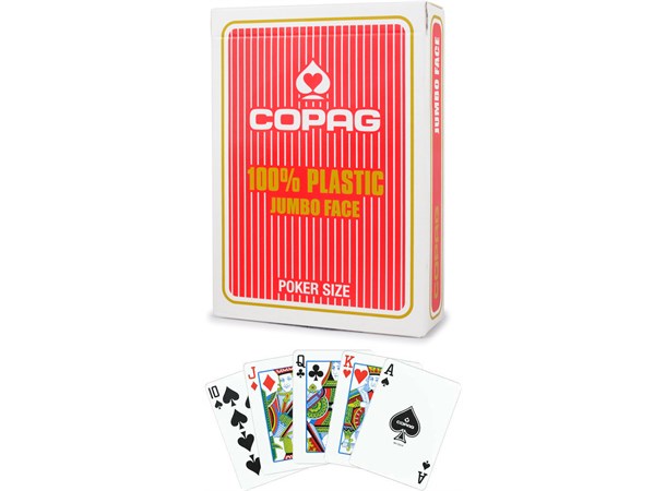 Copag Kortstokk Pokersize Rød 100% plast Store Tall 52 kort