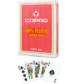 Copag Kortstokk Pokersize Rød 100% plast Store Tall 52 kort 