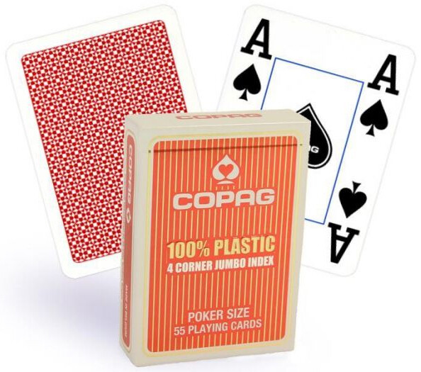 Copag Kortstokk Pokersize Rød 100% plast Store Tall 52 kort