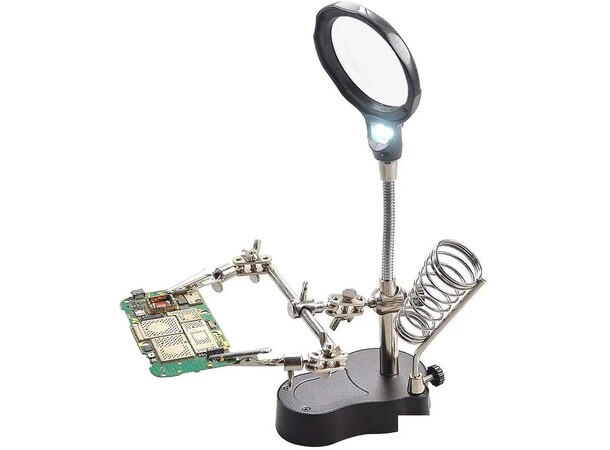 Förstoringsglas med lampa och hållare Oumbärligt hjälpmedel för detaljarbete 