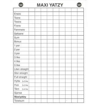 Maxi Yatzy Blokk uten terninger Norsk