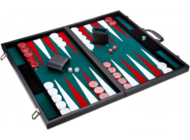 Backgammon Komplett 45 cm Tournament Slitesterkt Polstret Vinyl