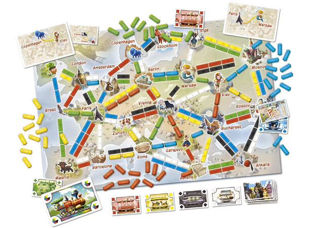 Ticket to Ride First Journey Brettspill Norske regler - europeisk kart 