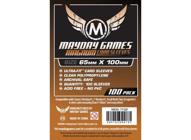 Brettspill Kortbeskyttere 100stk 65x100 Mayday Magnum UltraFit Copper 