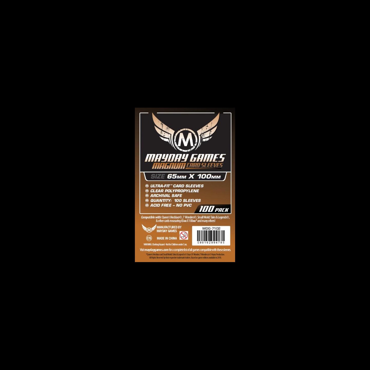 Brettspill Kortbeskyttere 100stk 65x100 Mayday Magnum UltraFit Copper