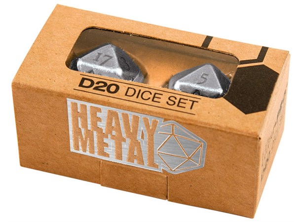 RPG Dice D20 Heavy Metal Chrome Terninger til rollespill - 2 stk