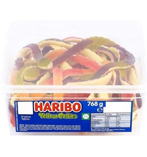 Haribo Vingummi Slanger Yellow Bellies 24stk store slanger - 0,768kg 