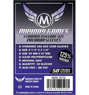 Mayday Kortbeskyttere 56x87mm - 50 stk Standard USA Game Size Premium Sleeves 