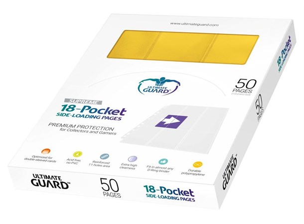 Plastlomme 18-Pocket SideLoad Gul x50 Ultimate Guard - Passer Double Sleeve