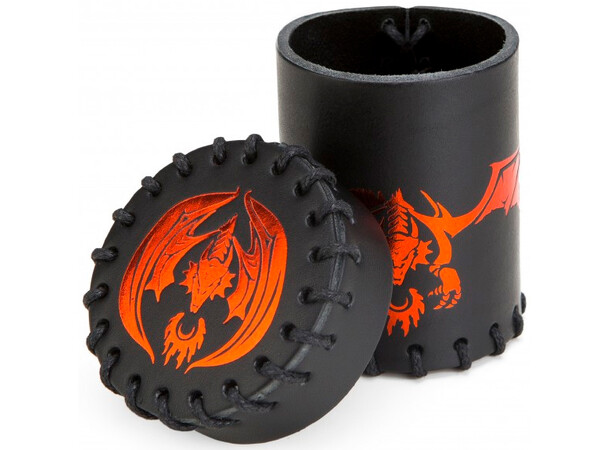 RPG Dice Tärningsskål Dragon Svart/Röd Black & Red Leather Dice Cup 