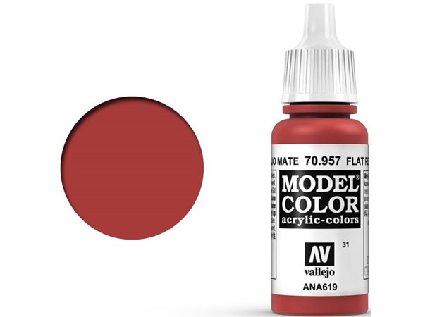 Vallejo Akryl Model Color Flat Red Tilsvarer 4606AP/ 4632AP / 4714AP/  XF-7