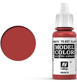 Vallejo Akryl Model Color Flat Red Tilsvarer 4606AP/ 4632AP / 4714AP/  XF-7 