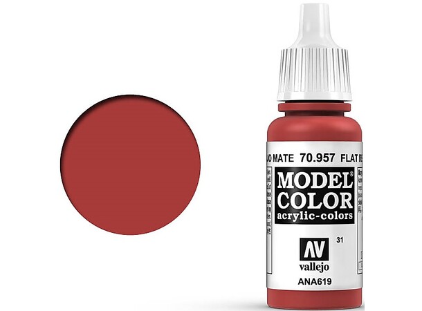 Vallejo Model Color Flat Red 17ml Tilsvarer 4606AP | 4640AP | 4714AP | X-7
