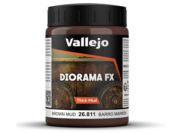 Vallejo Texture Brown Mud 200ml Thick Mud Texture Acrylic 