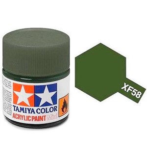 Akrylmaling MINI XF-58 Olive Green Tilsvarer Italeri 4781AP og 4311AP 