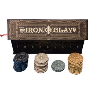 Iron Clays Mynter 100 Sjetonger m/verdi Luxury Game Counters Retail Edition 