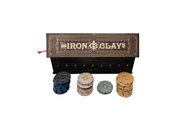 Iron Clays Mynter 100 Sjetonger m/verdi Luxury Game Counters Retail Edition