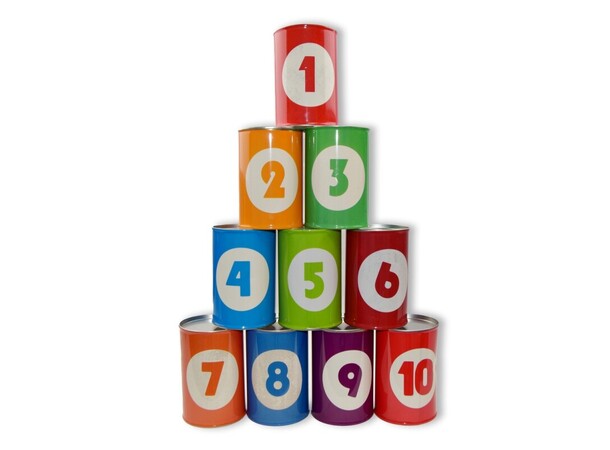 Kaste Blikkboks med pose spill Komplett 10 blikkbokser + 3 erteposer 