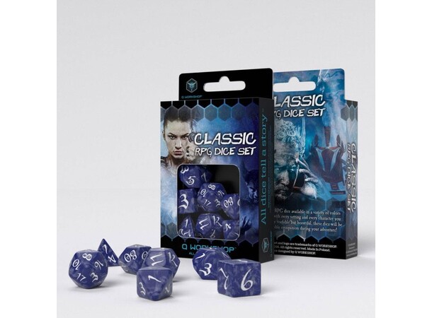 RPG Dice Set Cobalt/White Tärningsset för rollspel 