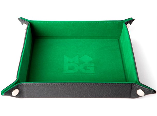 RPG Dice Tray Foldbart (25x25cm) Grønn Sammenleggbart terningbrett i lær
