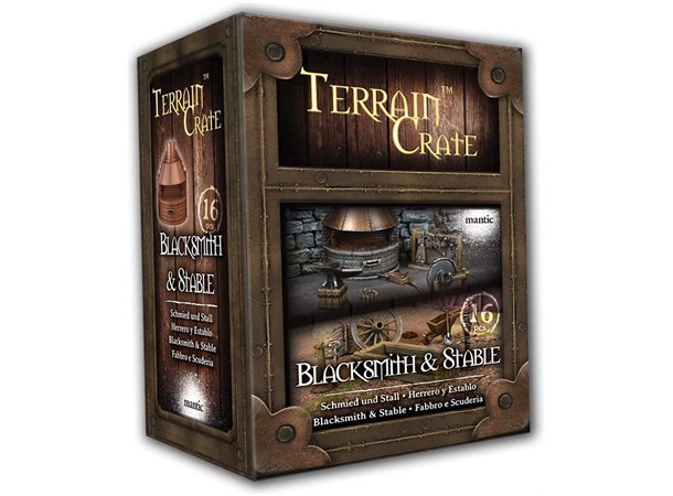 Terrain Crate Blacksmith + Stable Fra Mantic Games - 16 deler