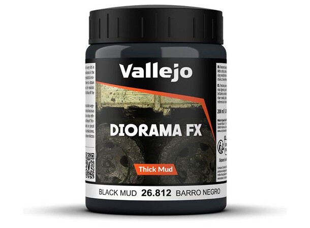 Vallejo Texture Black Mud 200ml Thick Mud Texture Acrylic 