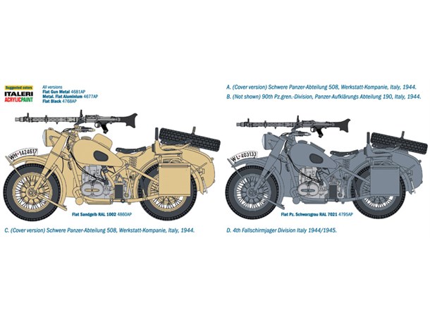 BMW R75 German Military Motorcycle Italeri 1:9 Byggesett