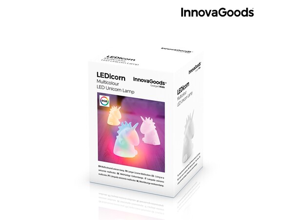Enhjørning Unicorn Nattlys Lampe 11cm Batteridrevet, fargeskiftende LED 