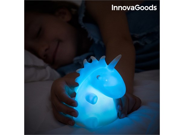 Enhjørning Unicorn Nattlys Lampe 11cm Batteridrevet, fargeskiftende LED