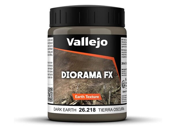 Vallejo Texture Dark Earth 200ml Earth Texture Acrylic 