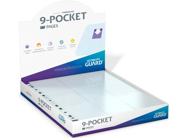 Pages 9-pocket x100 Klar Ultimate Guard Plastlommer