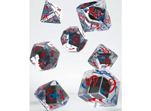 RPG Dice Set Translucent/Red/Blue Tärningsset för rollspel 