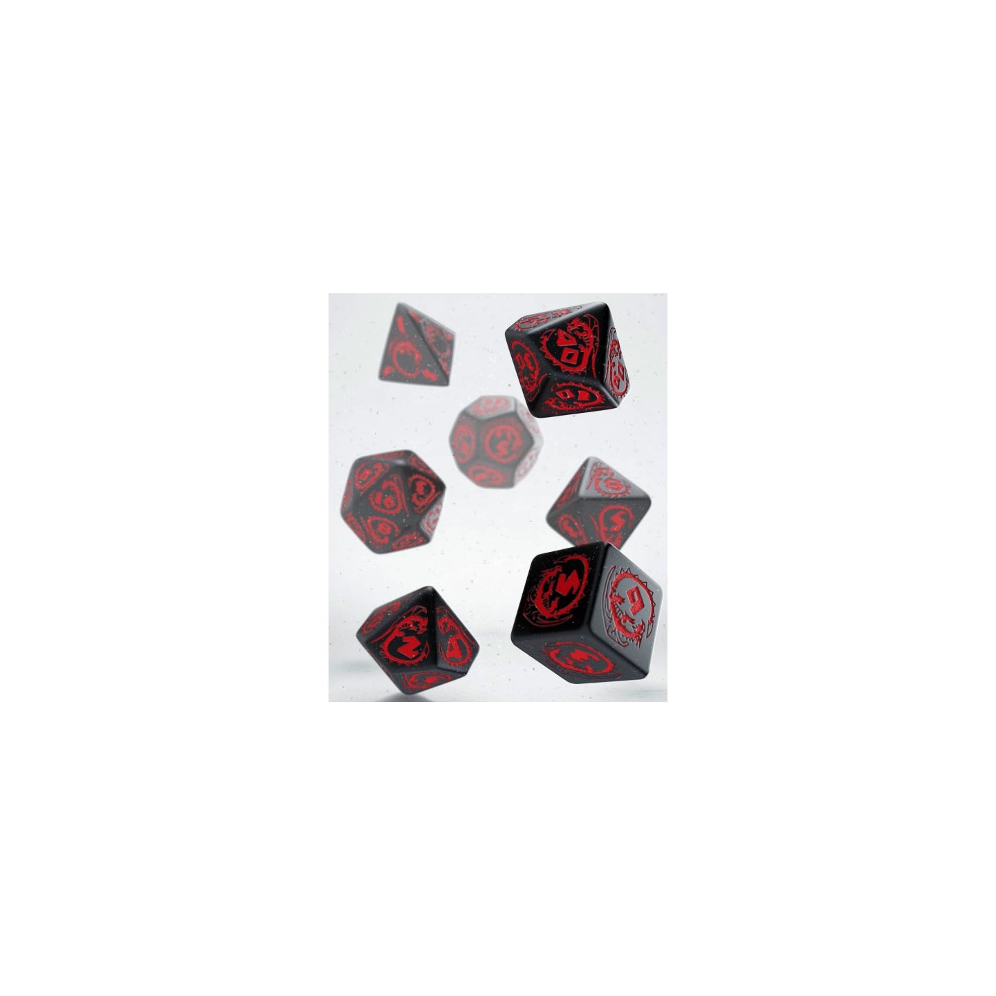 RPG Dice Set Dragons Black/Red Terninger til rollespill - 7 stk
