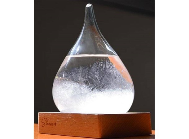 Storm Dråpe - Værmelder - 17cm høy Glass/Tre - Storm Drop