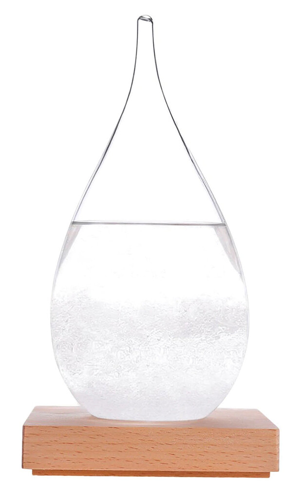 Storm Dråpe - Værmelder - 17cm høy Glass/Tre - Storm Drop