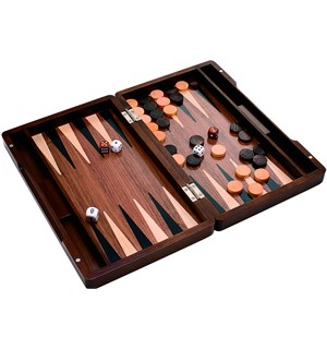 Backgammon Komplett i tre 31 cm Kommer i flott treeske m/ trebrikker 