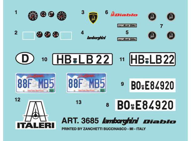 Lamborghini Diablo Italeri 1:24 Byggesett 