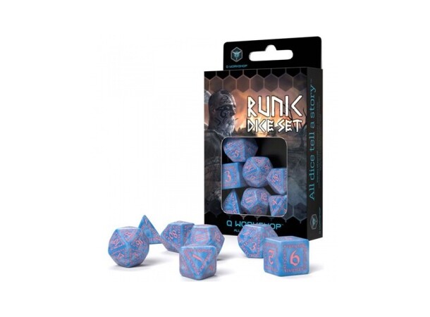 RPG Dice Set Runic Blue/Pink 7 st Tärningsset för rollspel 