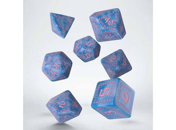 RPG Dice Set Runic Blue/Pink 7 st Tärningsset för rollspel 