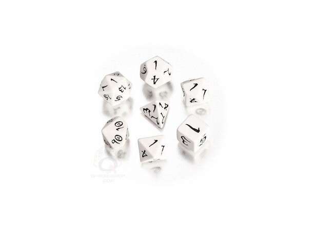 RPG Dice Set White Terninger til rollespill - 7 stk 