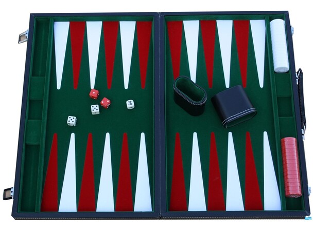 Backgammon Komplett 45 cm Vinyl Levereras i vinylfodral