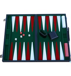 Backgammon Komplett 45 cm Vinyl Leveres i vinyl koffert