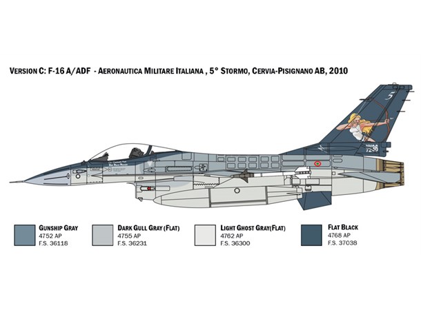 F-16 A Fighting Falcon 31,5 cm Italeri 1:48 Byggesett 