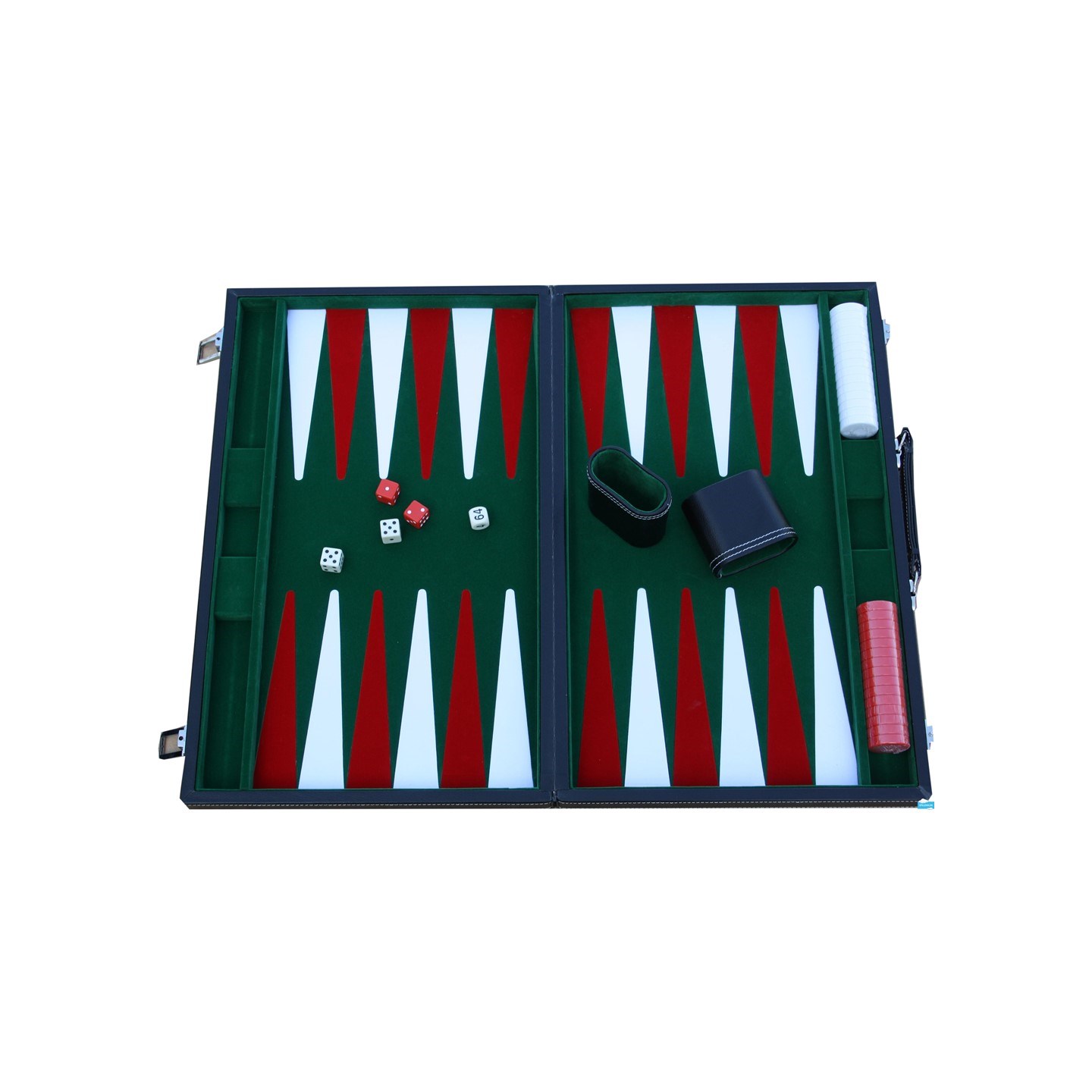 Backgammon Komplett 45 cm Vinyl Leveres i vinyl koffert