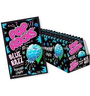 Pop Rocks Bringebærsmak - 24 stk Hel kartong med Pop Rocks Blue Razz 