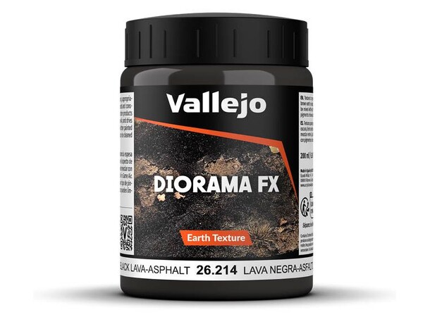 Vallejo Texture Black Lava Asphalt 200ml Earth Texture Acrylic 