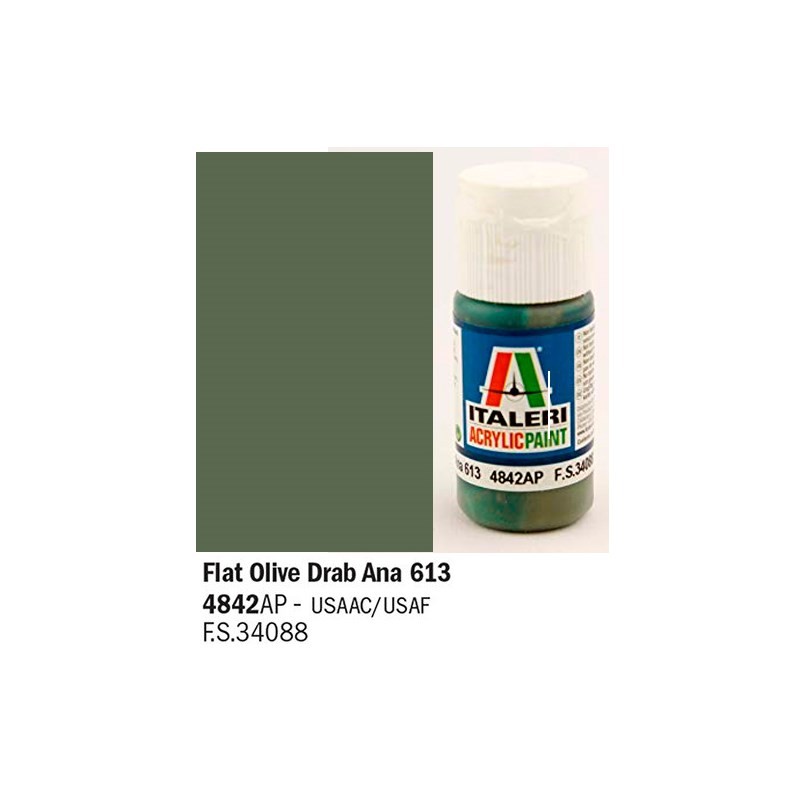 Akrylmaling Flat Olive Drab Ana 613 Italeri 4842AP - 20 ml - Gamezone.no