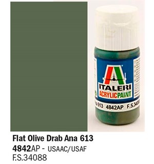 Akrylmaling Flat Olive Drab Ana 613 Italeri 4842AP - 20 ml 